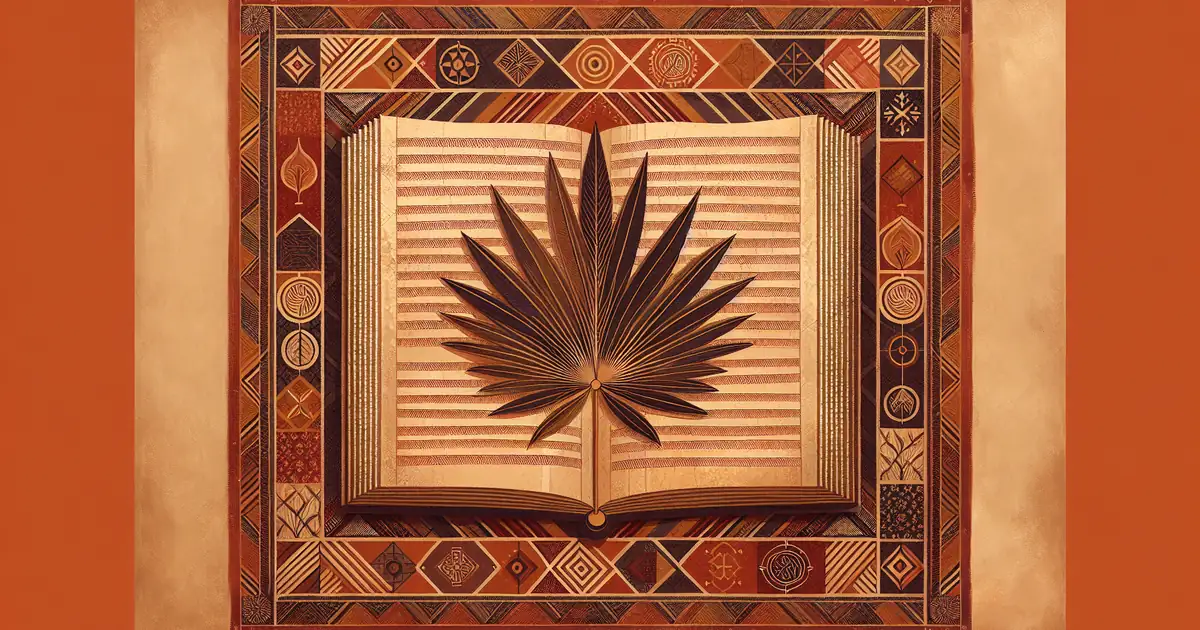 bhagavad gita complete guide — sacred geometry illustration in ochre and saffron tones