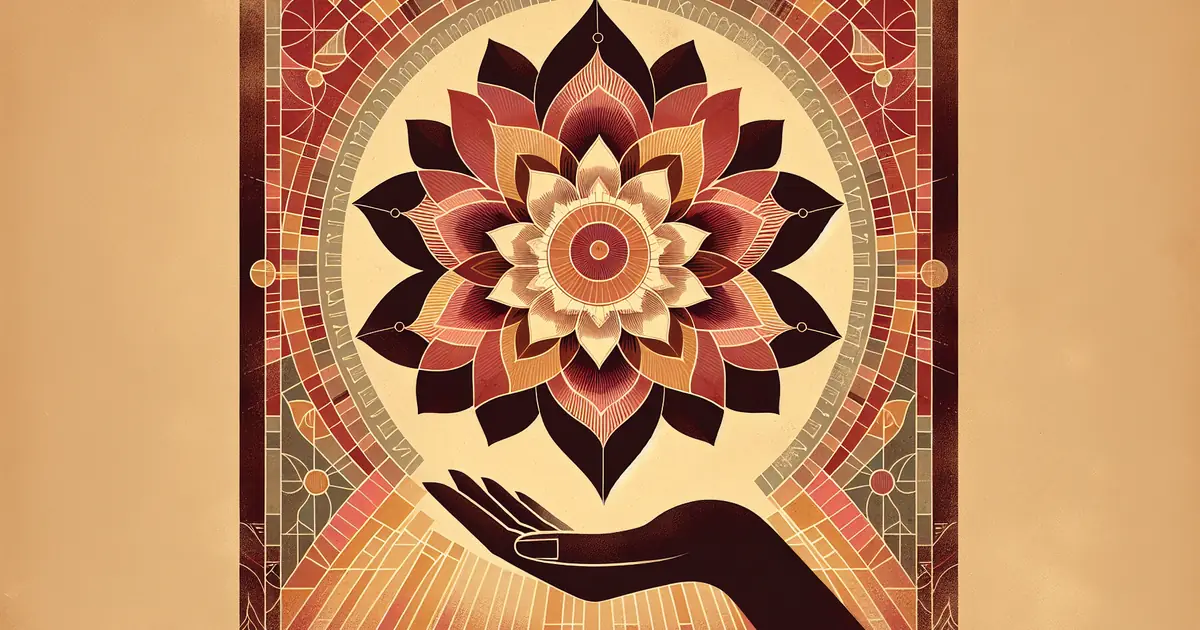 can i practice vedanta without converting — sacred geometry illustration in ochre and saffron tones