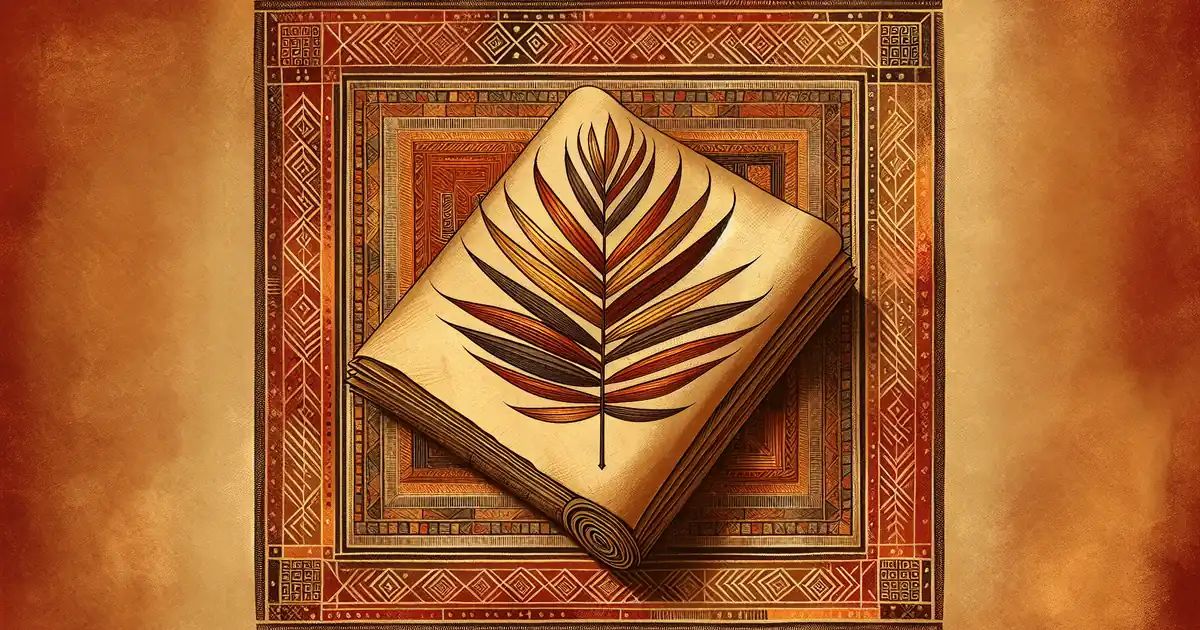 bhagavad gita vs bible — sacred geometry illustration in ochre and saffron tones