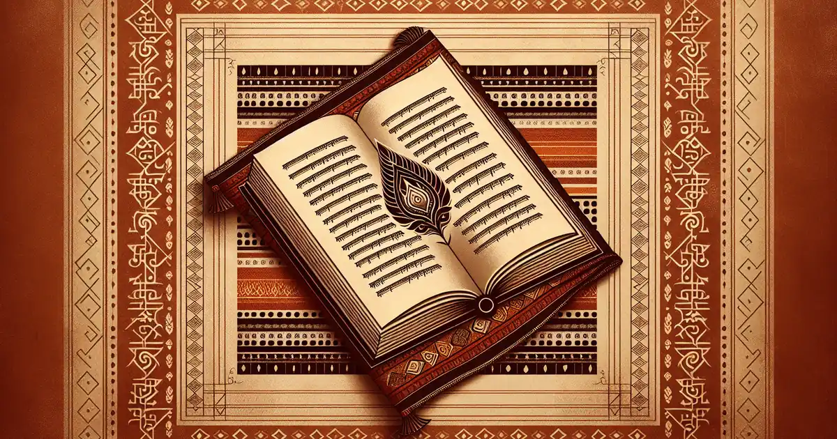 ramayana explained — sacred geometry illustration in ochre and saffron tones